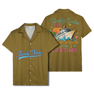 family name script & logo circle personalized hawaiian shirt