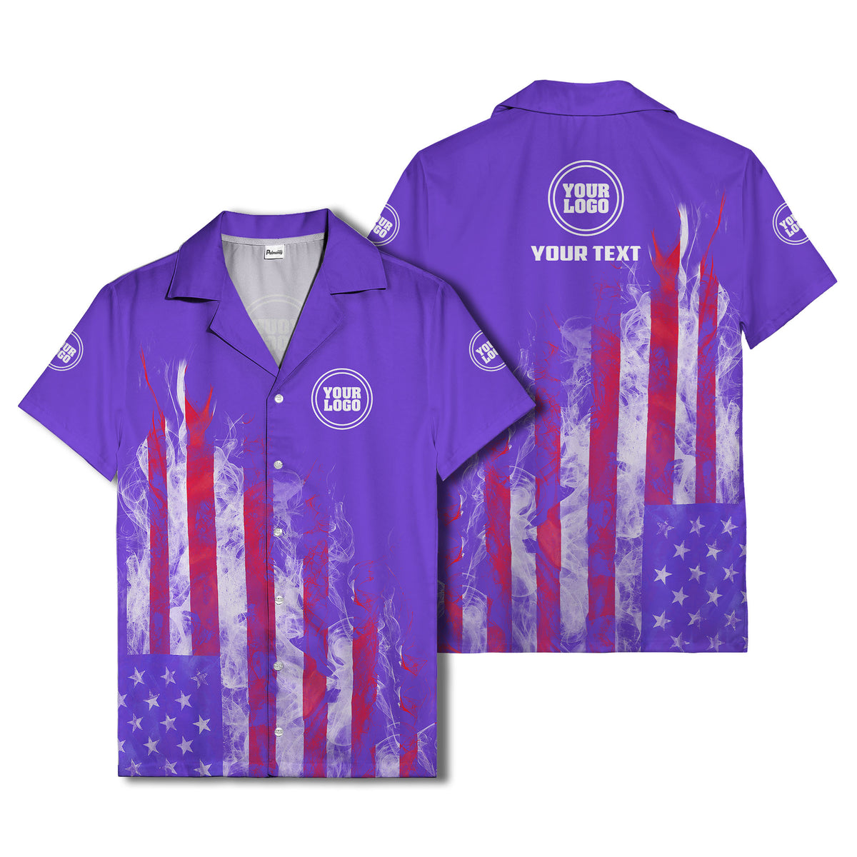 fiery bald eagle & stars stripes hawaiian shirt for men