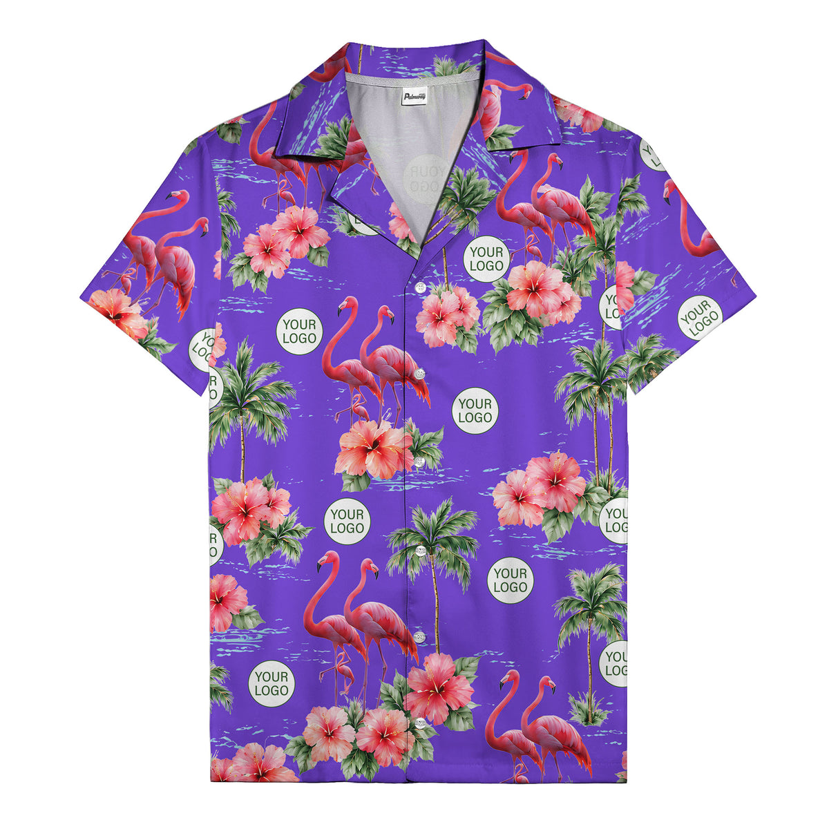 flamingo silhouettes palm trees hibiscus hawaiian shirt for men