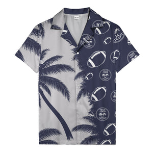 footballs & palm tree silhouettes black white graphic hawaiian shirt