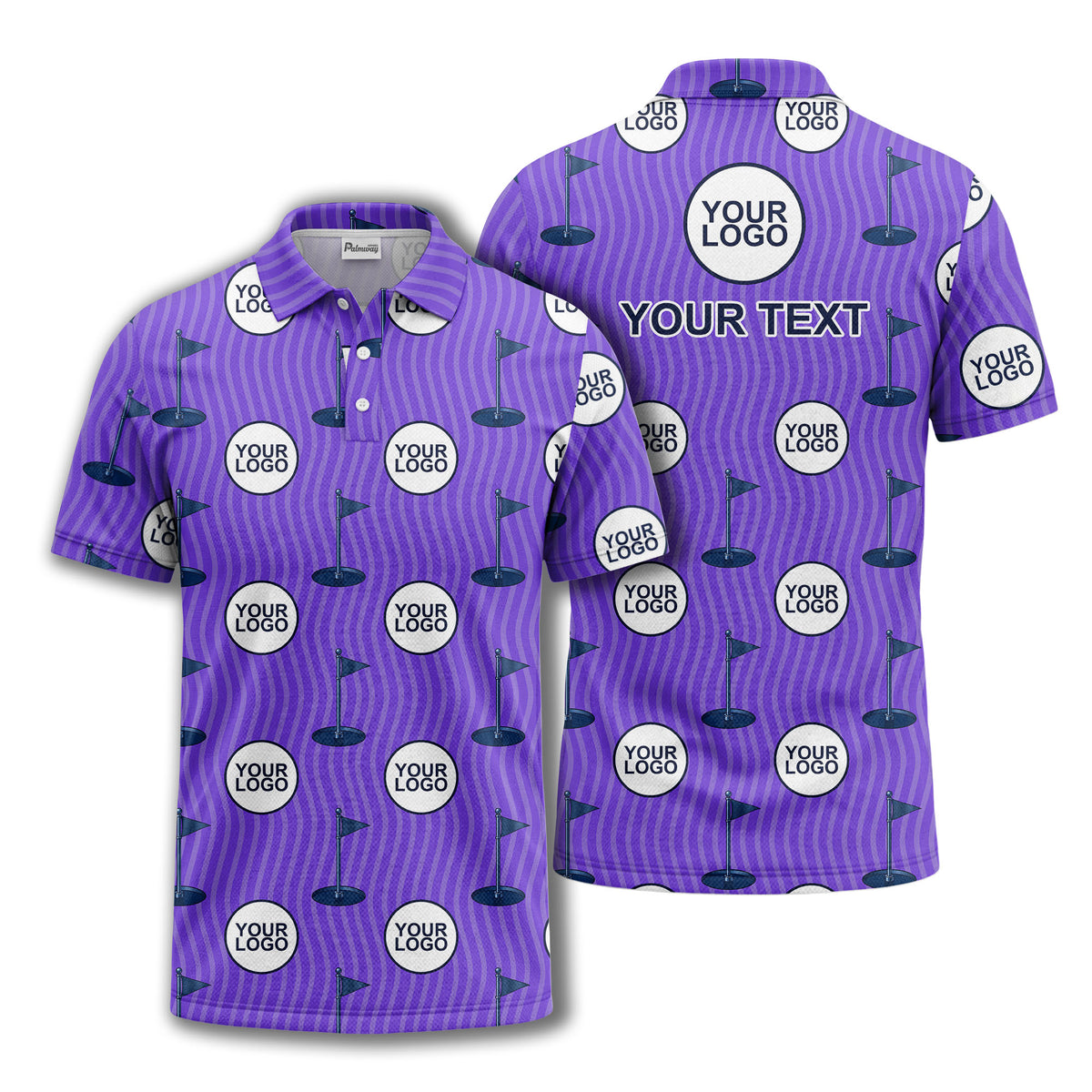 golf flag logo repeat pattern country club golf polo shirt
