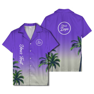 gradient palm tree silhouettes custom text hawaiian shirt for men
