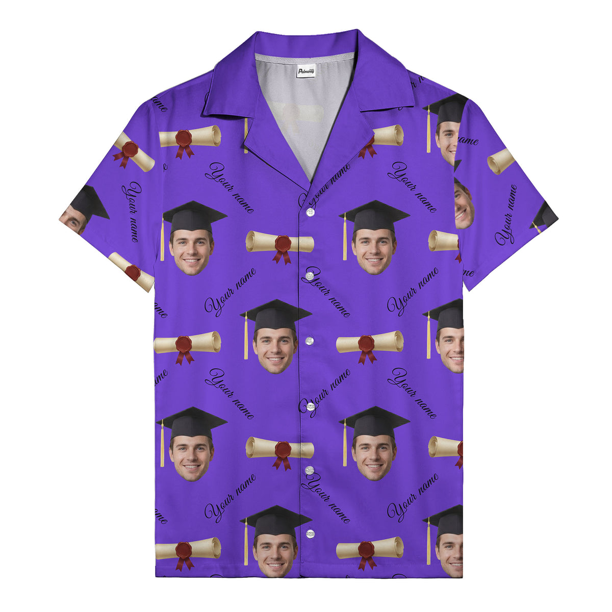 graduation caps diplomas & custom faces hawaiian shirt