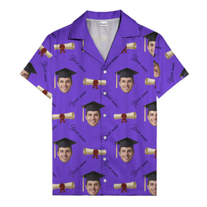 graduation caps diplomas & custom faces hawaiian shirt