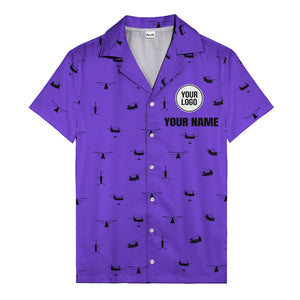 helicopter silhouette repeat military graphic hawaiian shirt for men