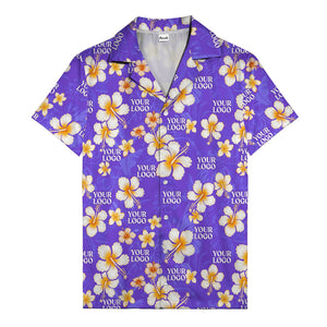 hibiscus & plumeria photoreal hawaiian shirt with customizable logo