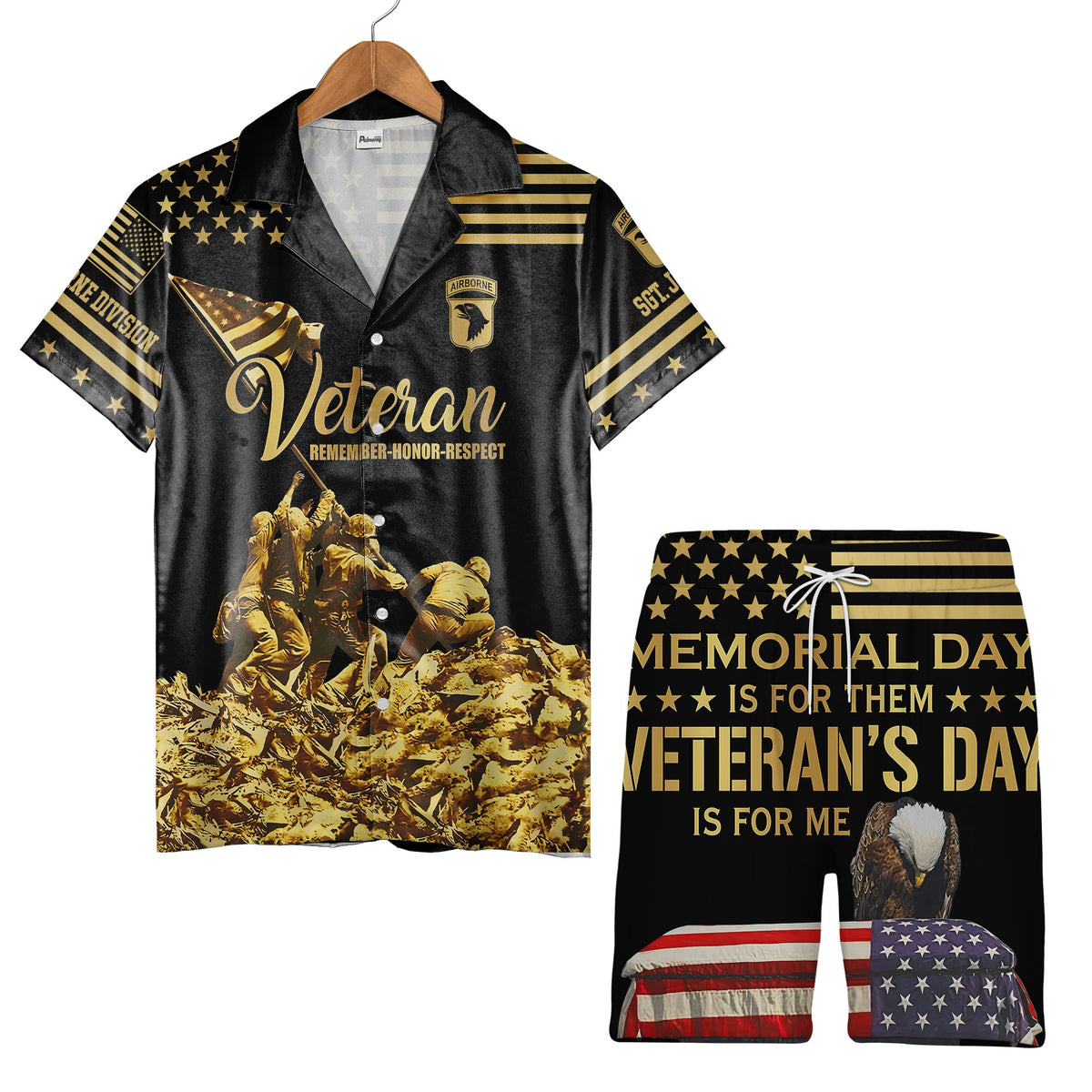 Iwo Jima Flag Raising Patriotic Hawaiian Shirt - Airborne Veteran Eagle Tribute