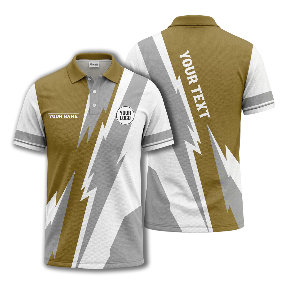 lightning bolt & geometric stripes polo shirt for men