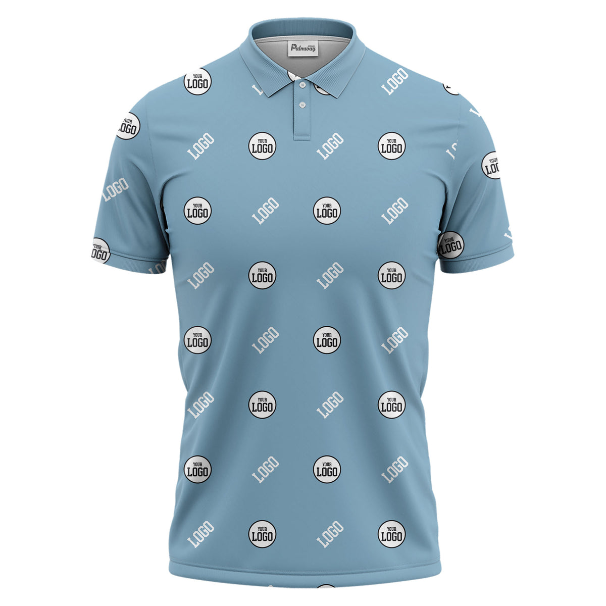 minimalist custom logo pattern polo shirt — clean repeating corporate design