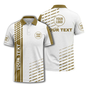 modern vertical stripe & dashed line graphic custom text logo polo shirt