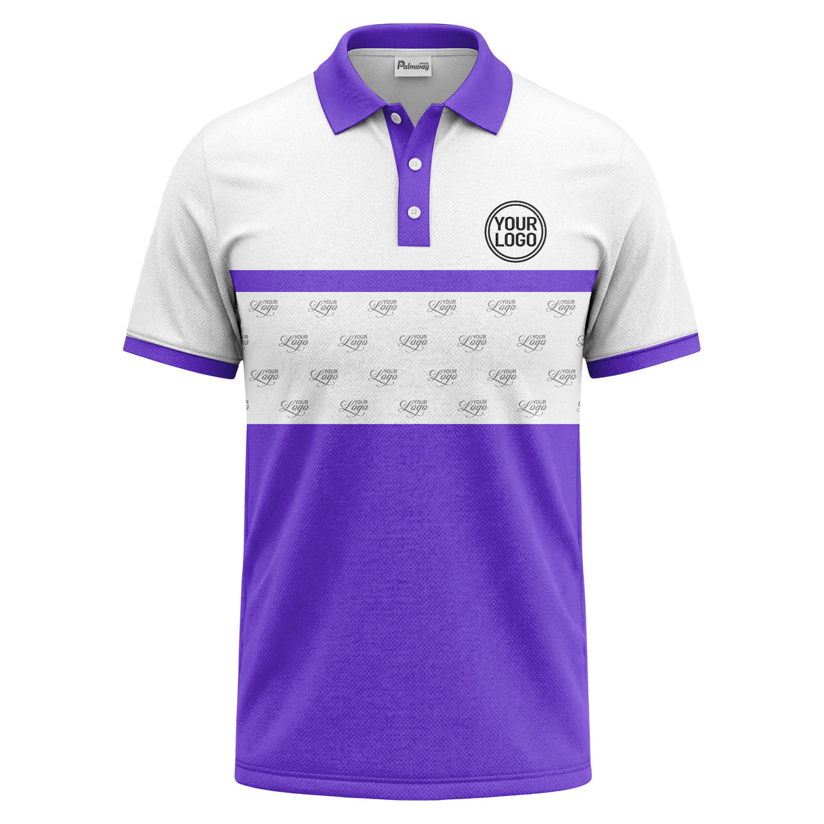 monochrome custom logo repeat stripe polo shirt for men