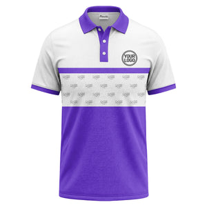 monochrome custom logo repeat stripe polo shirt for men