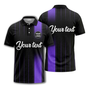 monochrome gradient vertical stripes with custom logo text polo shirt
