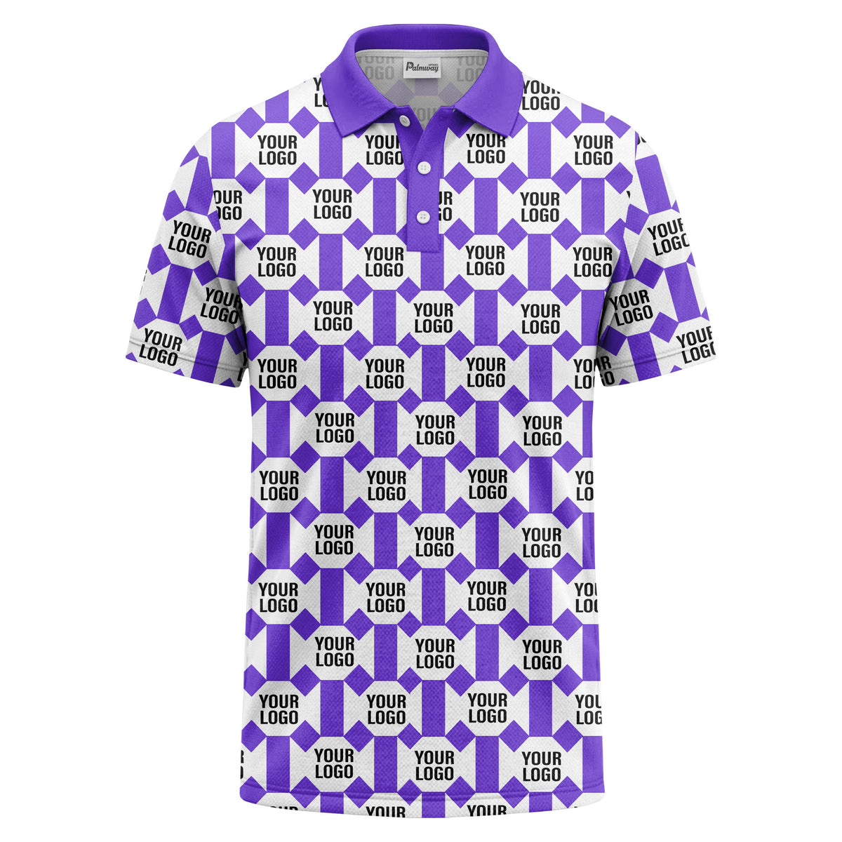 monochrome hexagon repeat custom logo geometric polo shirt for men