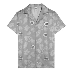 monochrome tropical flowers and leaves hawaiian shirt for men