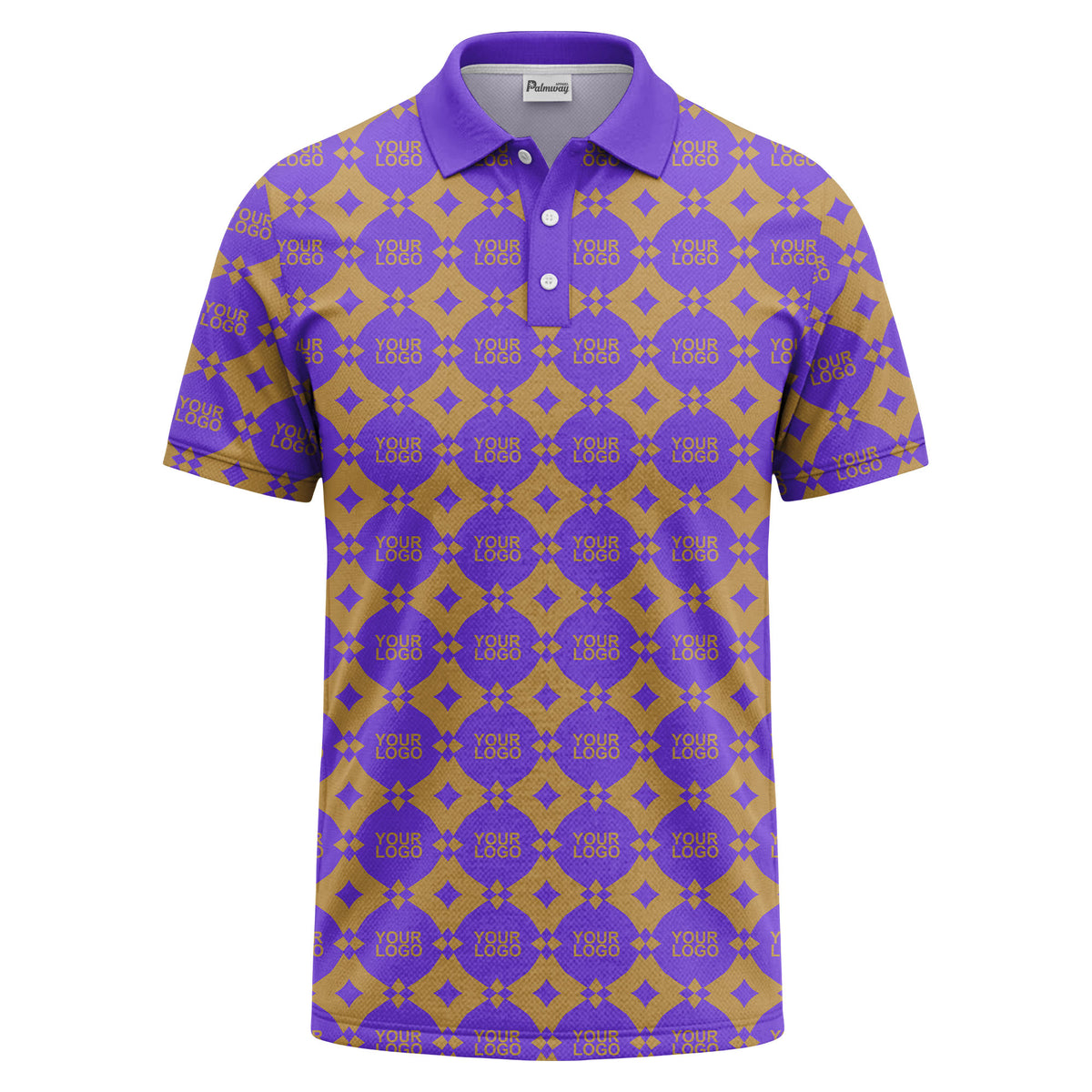 monogrammed gold black diamond repeat luxury polo shirt