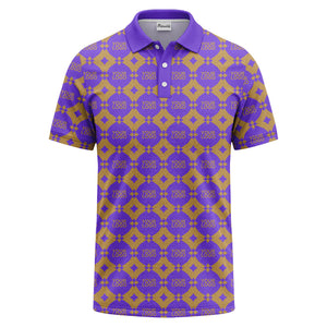 monogrammed gold black diamond repeat luxury polo shirt