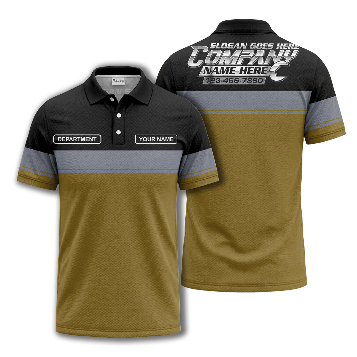 personalized department name gray stripe polo shirt for teams
