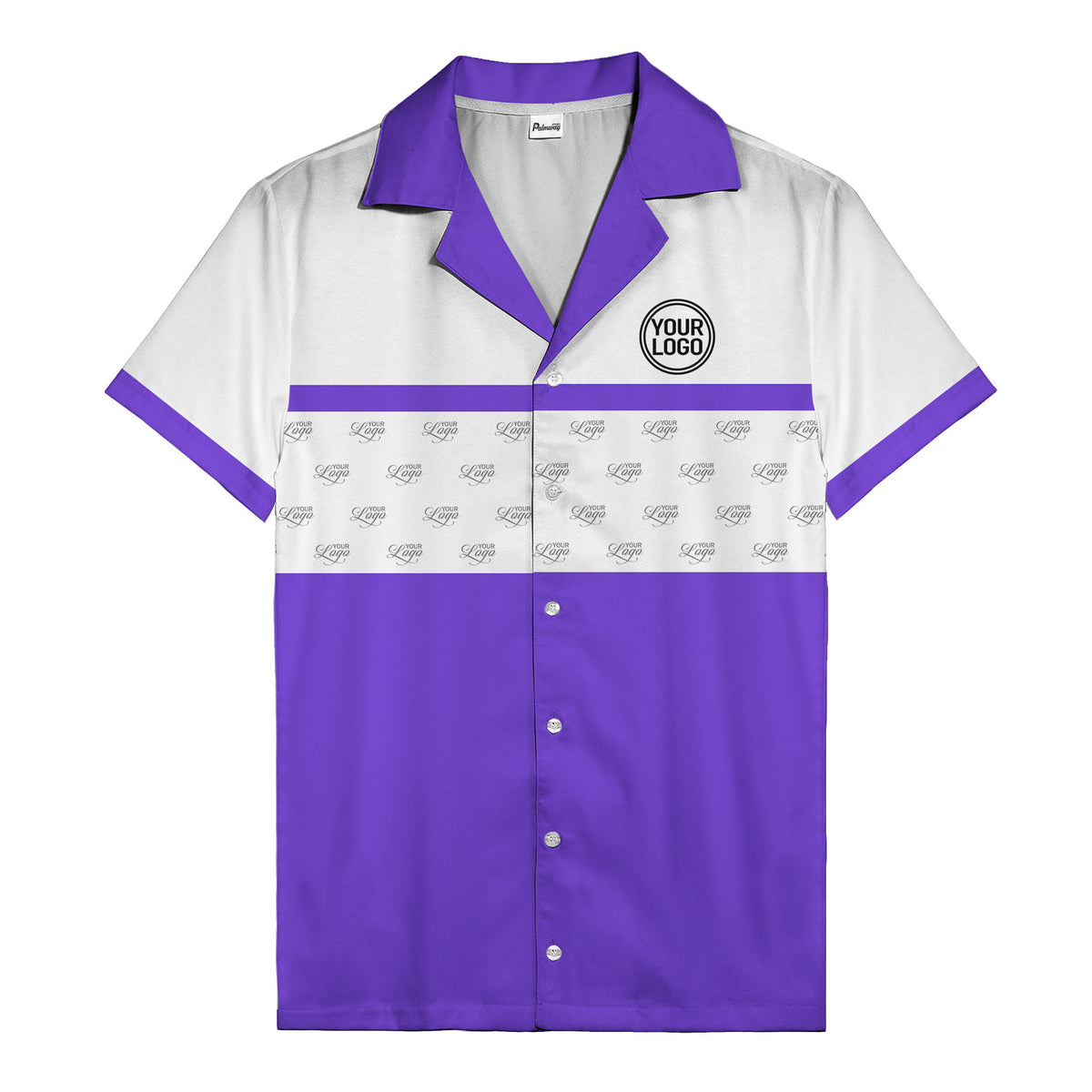 retro bowling custom logo repeat hawaiian shirt for men