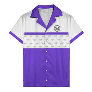 retro bowling custom logo repeat hawaiian shirt for men