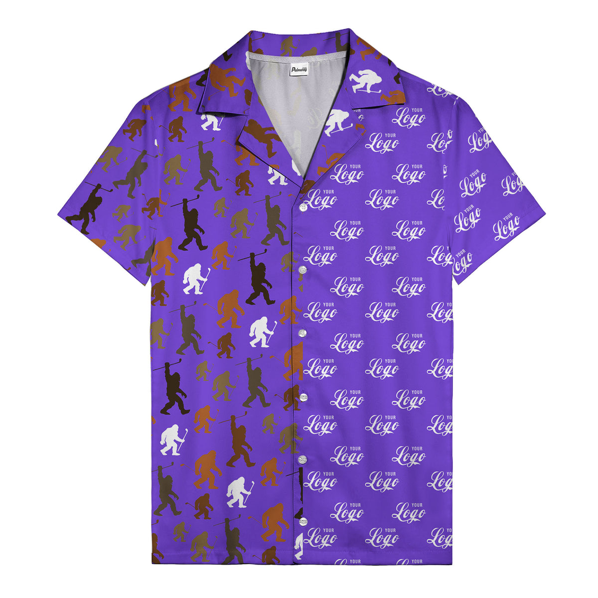 sasquatch golfers swinging clubs cartoon black hawaiian shirt for men