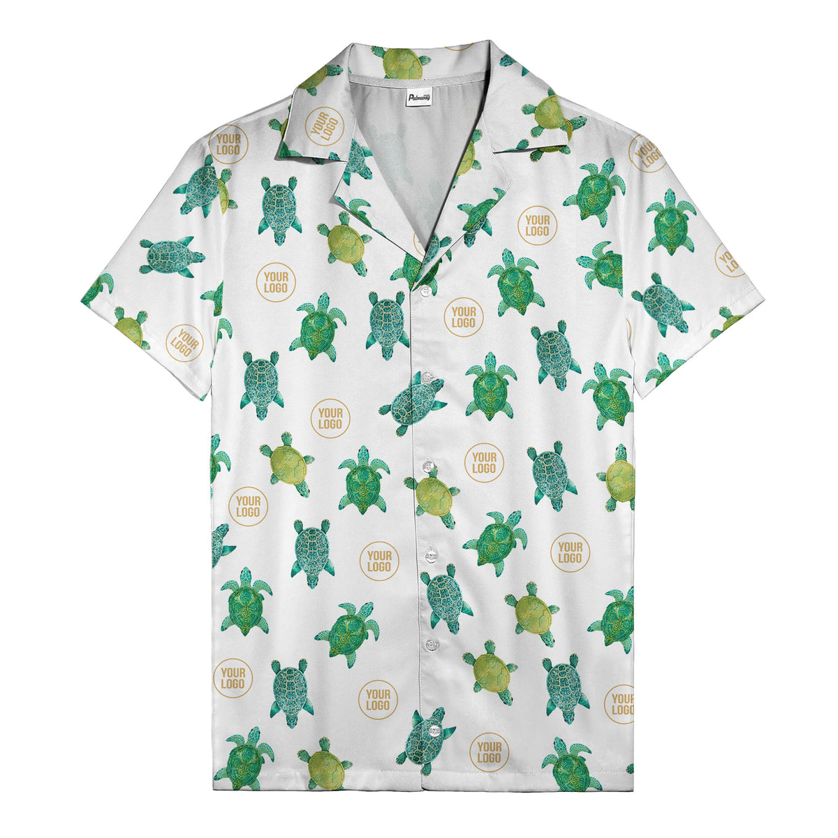 sea turtles and golden logo rings hawaiian shirt for men