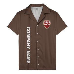 shield logo & vertical text customizable corporate hawaiian shirt