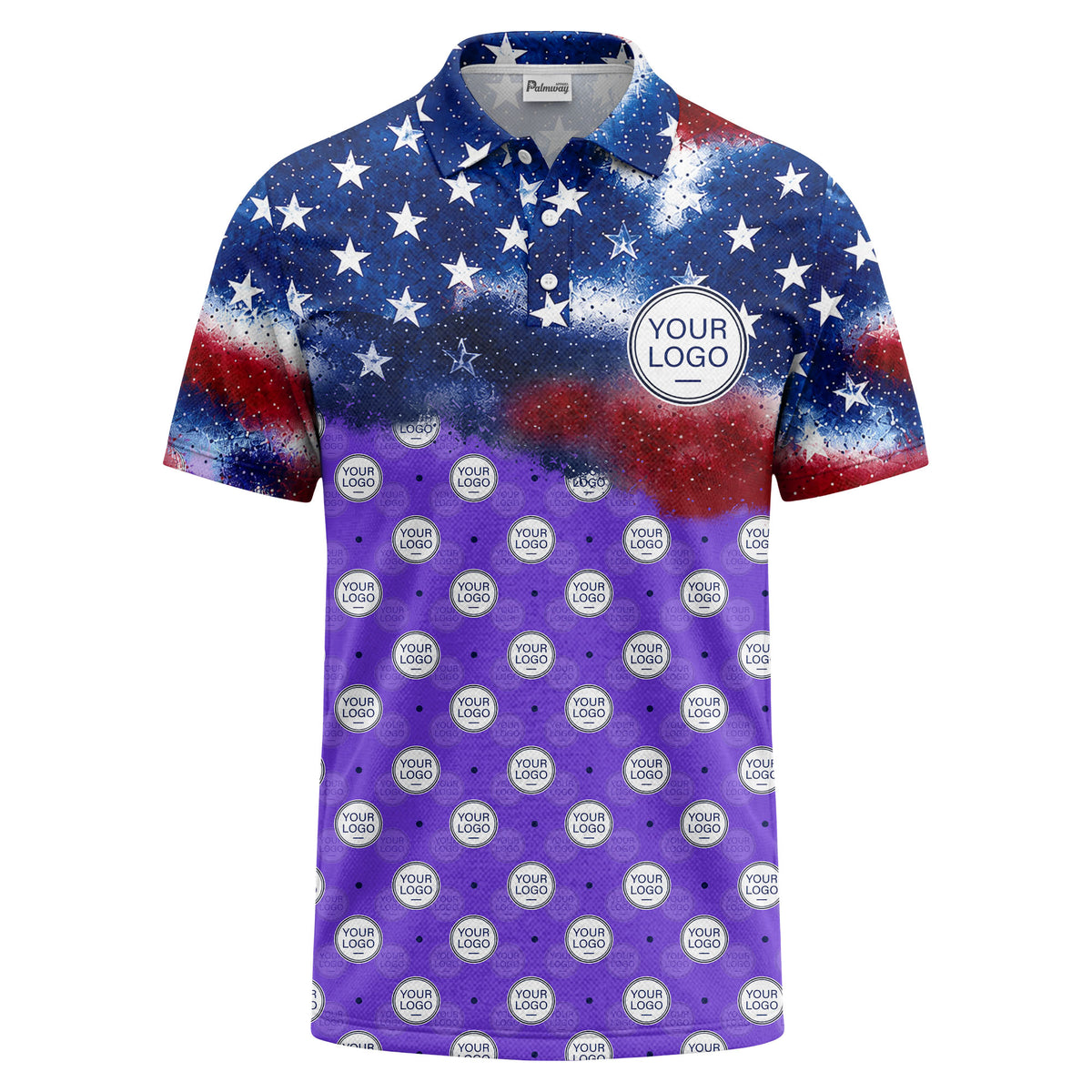 stars & stripes american flag custom logo all over print polo shirt