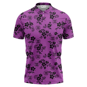 tropical floral leaves & circles polo shirt for island vibes