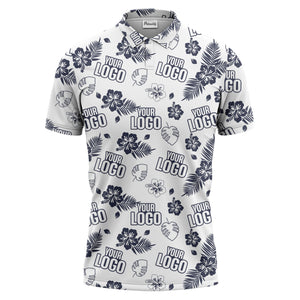 tropical hibiscus polo shirt with custom logo | custom color floral