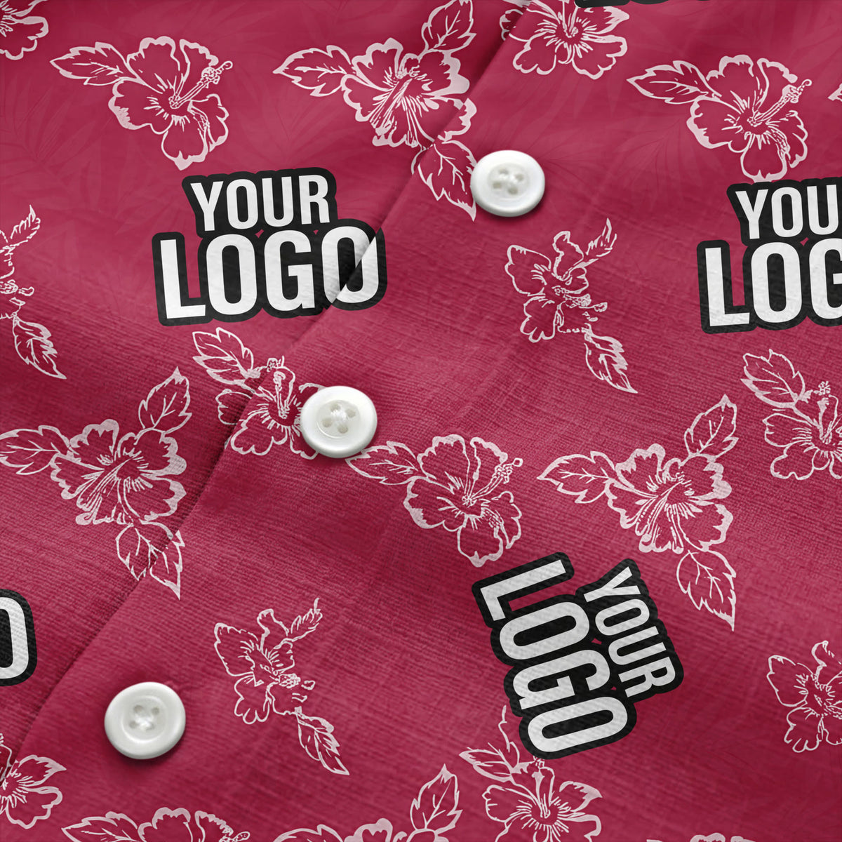 Tropical Red Hibiscus Floral Repeating Polo Shirt For Island Golf Days