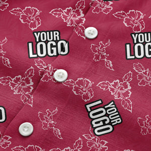 Tropical Red Hibiscus Floral Repeating Polo Shirt For Island Golf Days