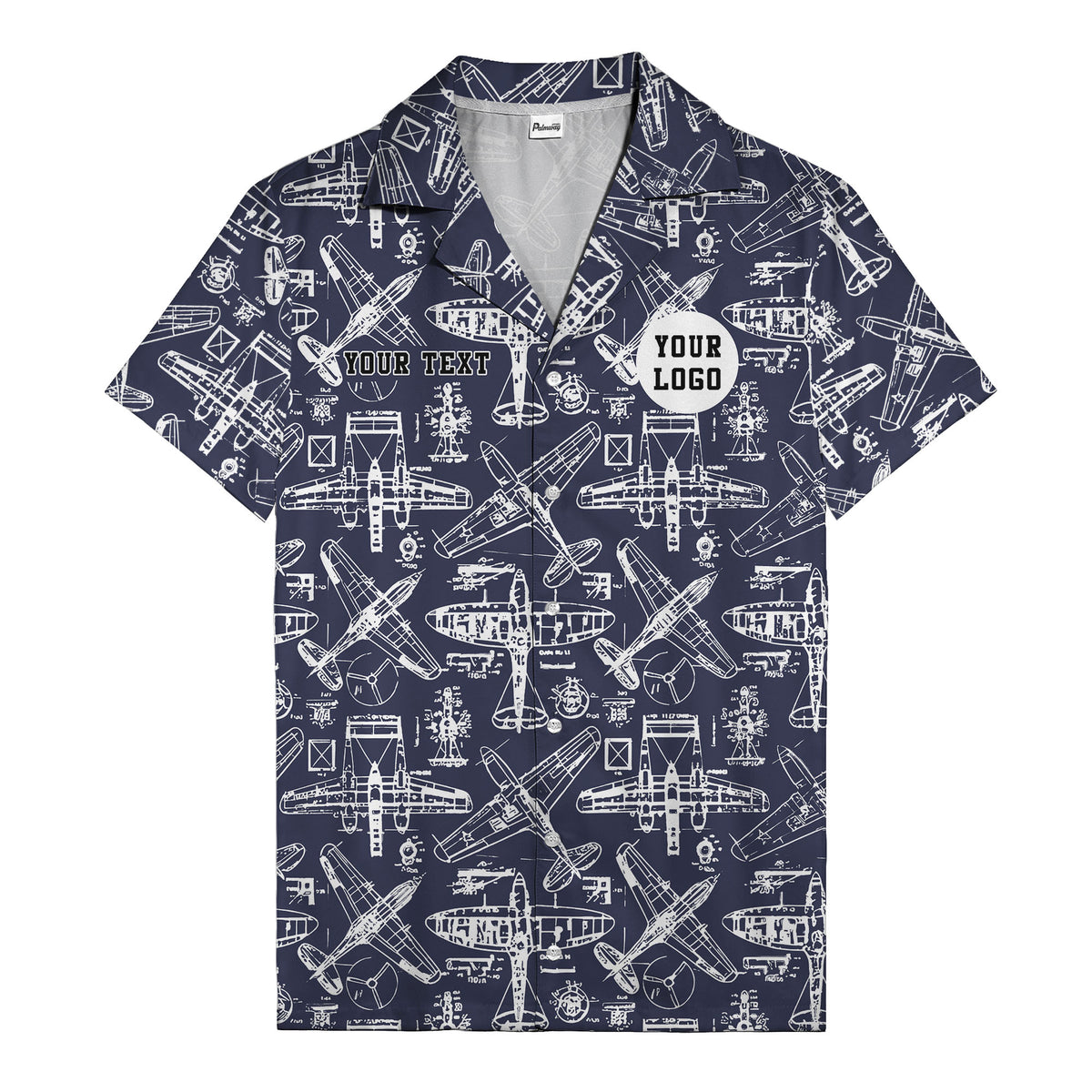 vintage airplane blueprint sketches propeller engine hawaiian shirt