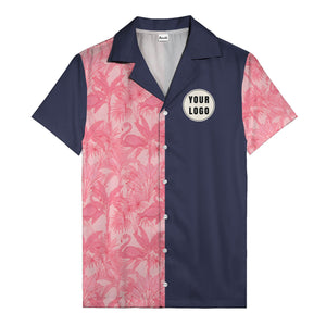 watercolor flamingo pineapple leaf repeat hawaiian shirt for men