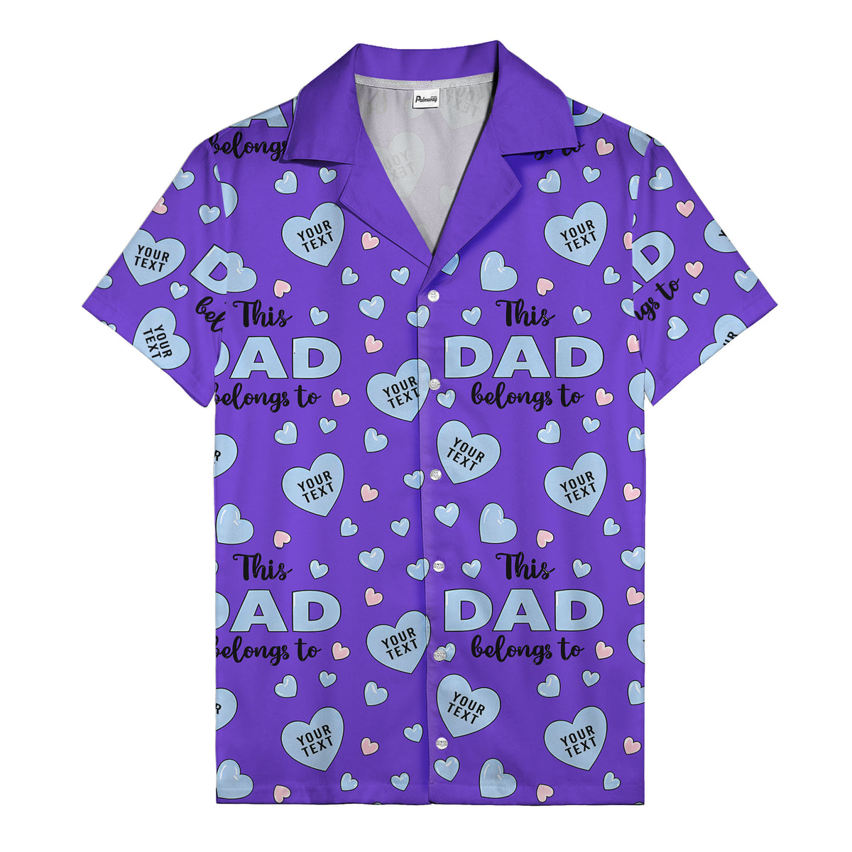 watercolor hearts & custom names hawaiian shirt for dad, navy blue