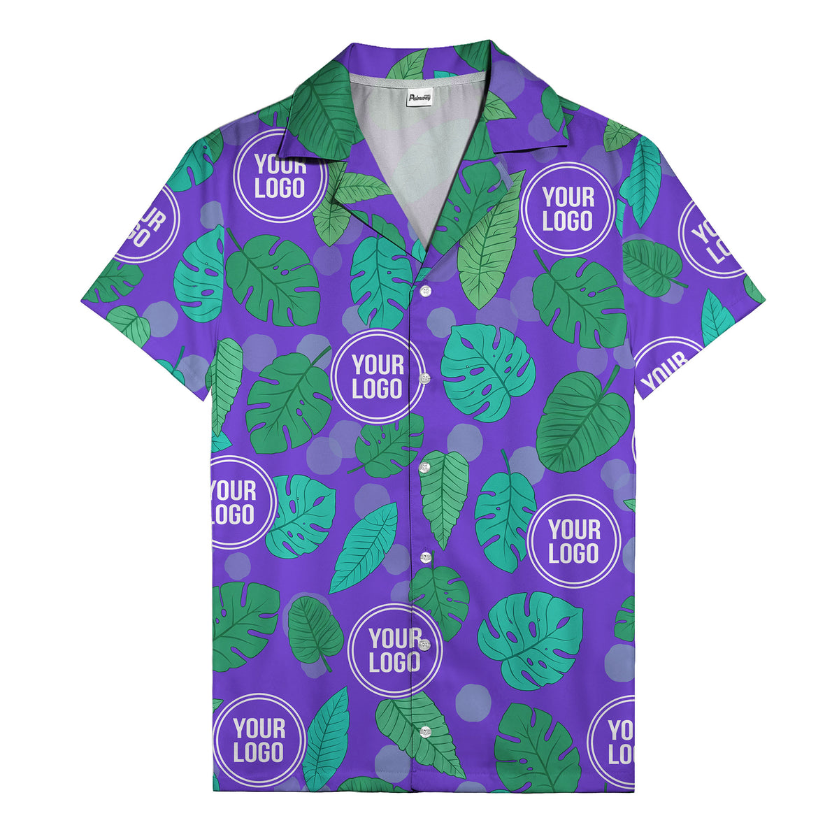 watercolor monstera leaf repeat & signature logo hawaiian shirt
