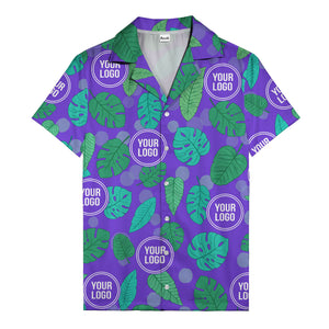 watercolor monstera leaf repeat & signature logo hawaiian shirt