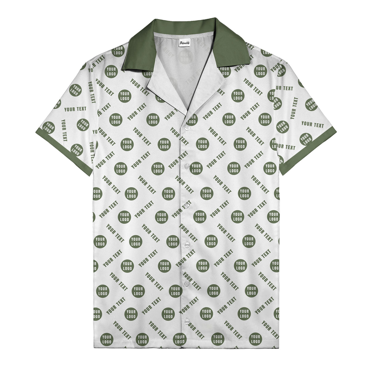 black custom logo circles text white hawaiian shirt