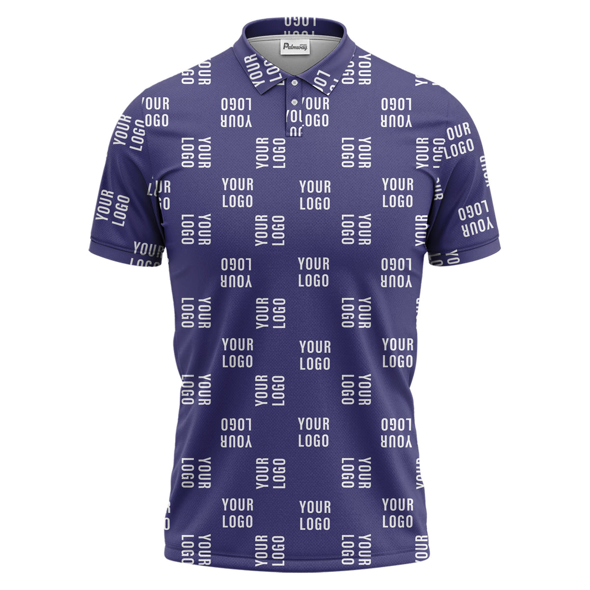 black repeat custom logo text pattern polo shirt for men
