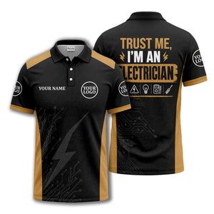 circuit board lightning bolt graphic modern tech polo shirt