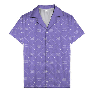 crossed golf clubs logo repeat pattern hawaiian shirt for men
