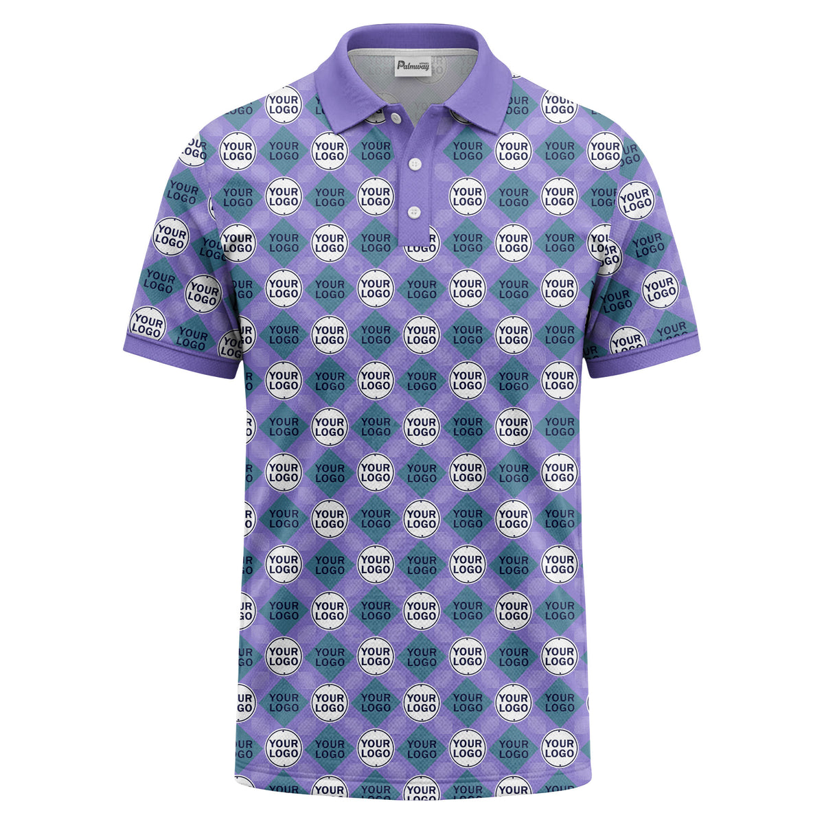 custom diamond grid circular logos polo shirt for men