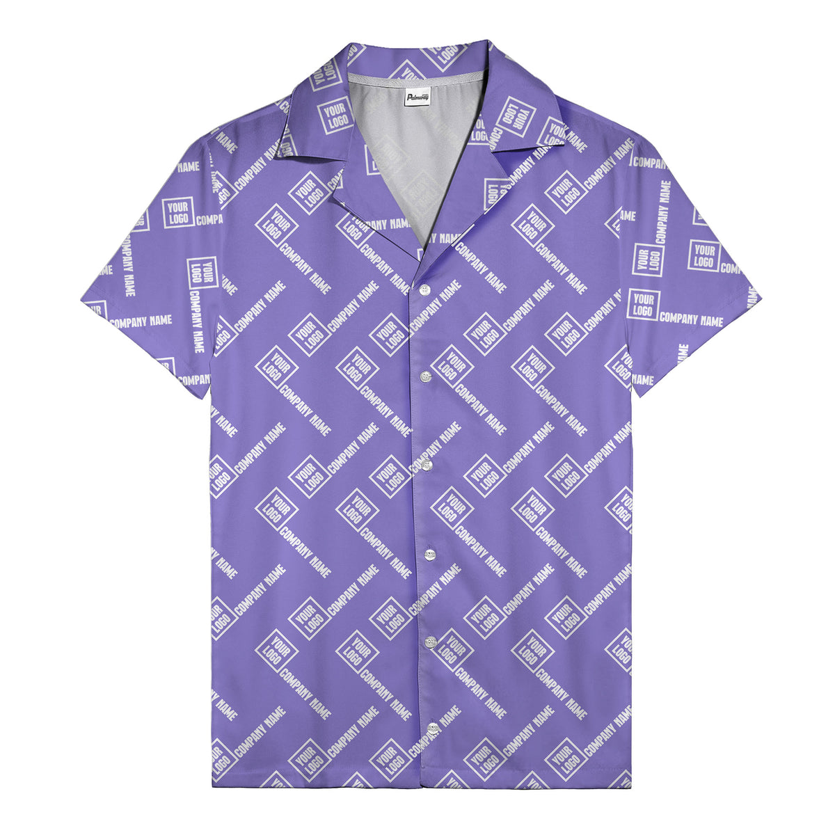 custom logo & company name repeat black hawaiian shirt for men