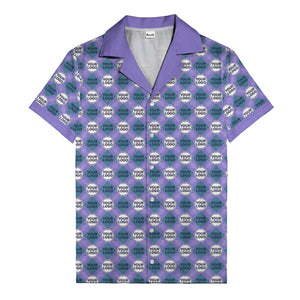 custom logo diamond grid pattern hawaiian shirt for men