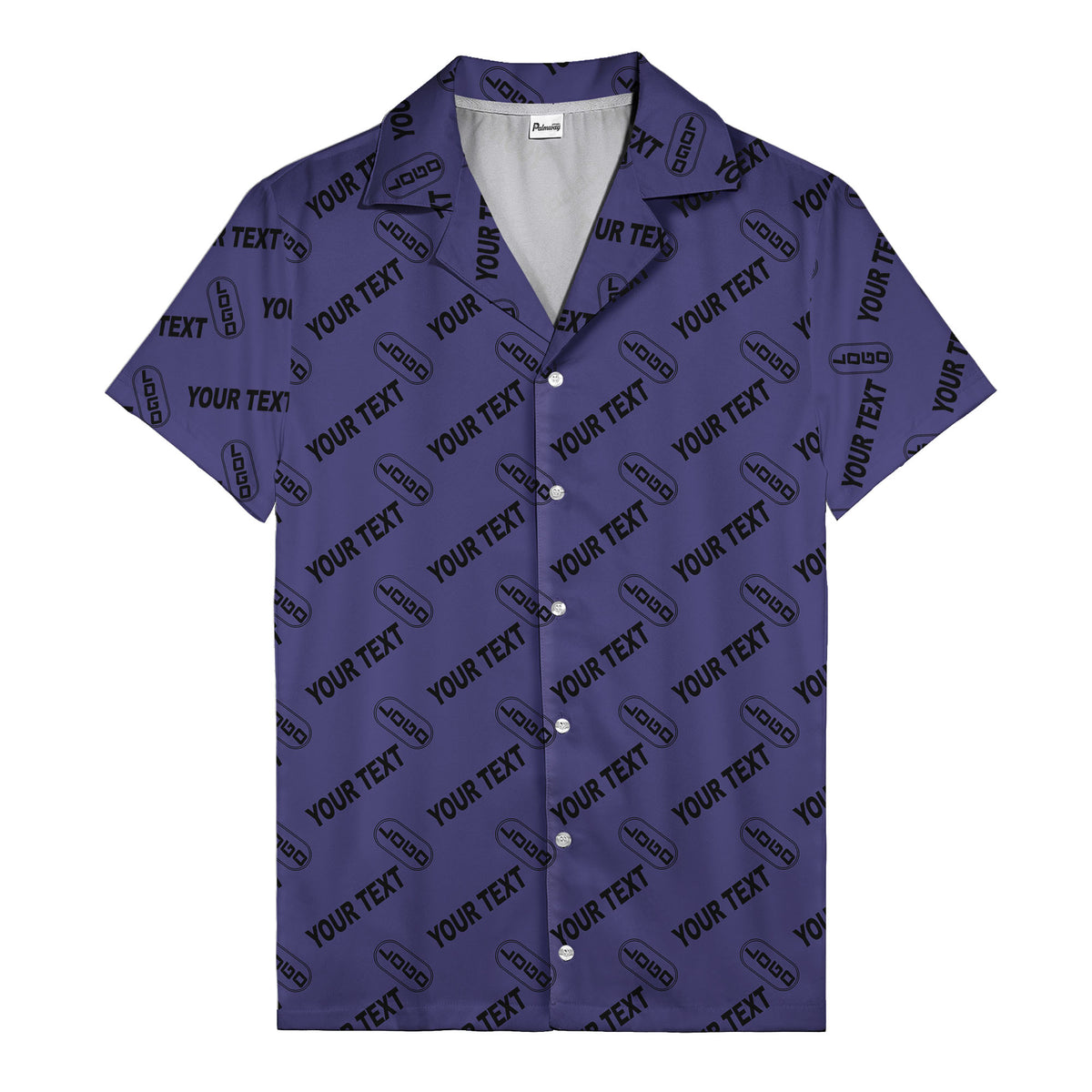 custom logo & editable text repeat pattern black hawaiian shirt
