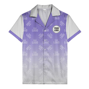 custom logo gradient fade black to white hawaiian shirt