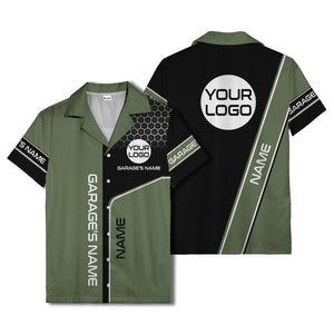 custom logo hexagonal honeycomb automotive hawaiian shirt for men