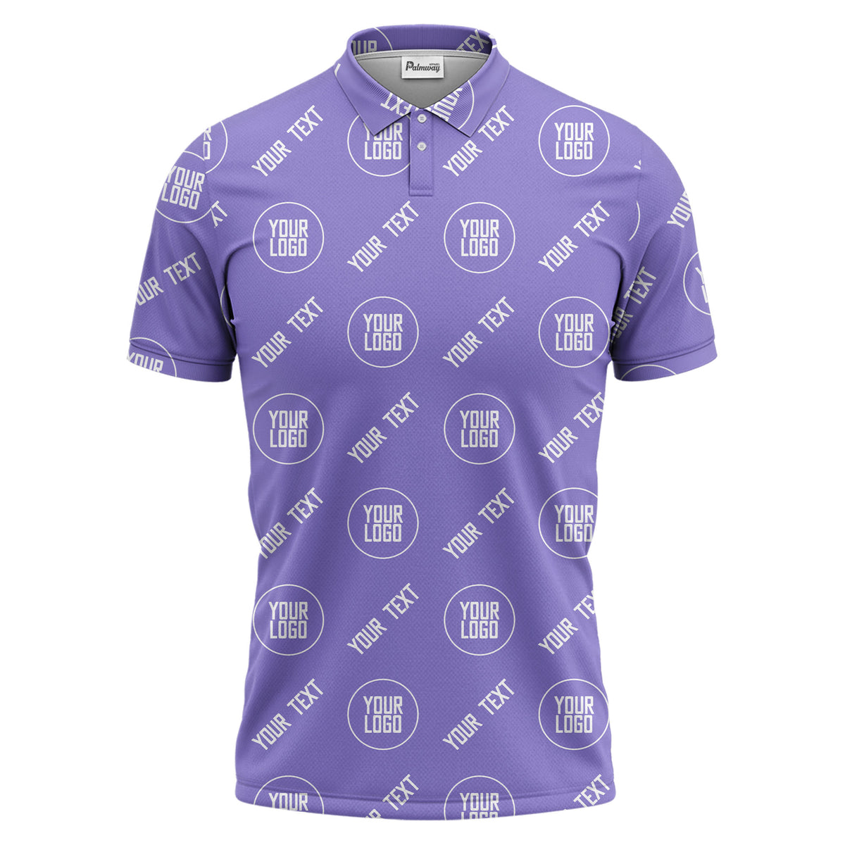 custom logo & text repeat pattern black personalized polo shirt for men
