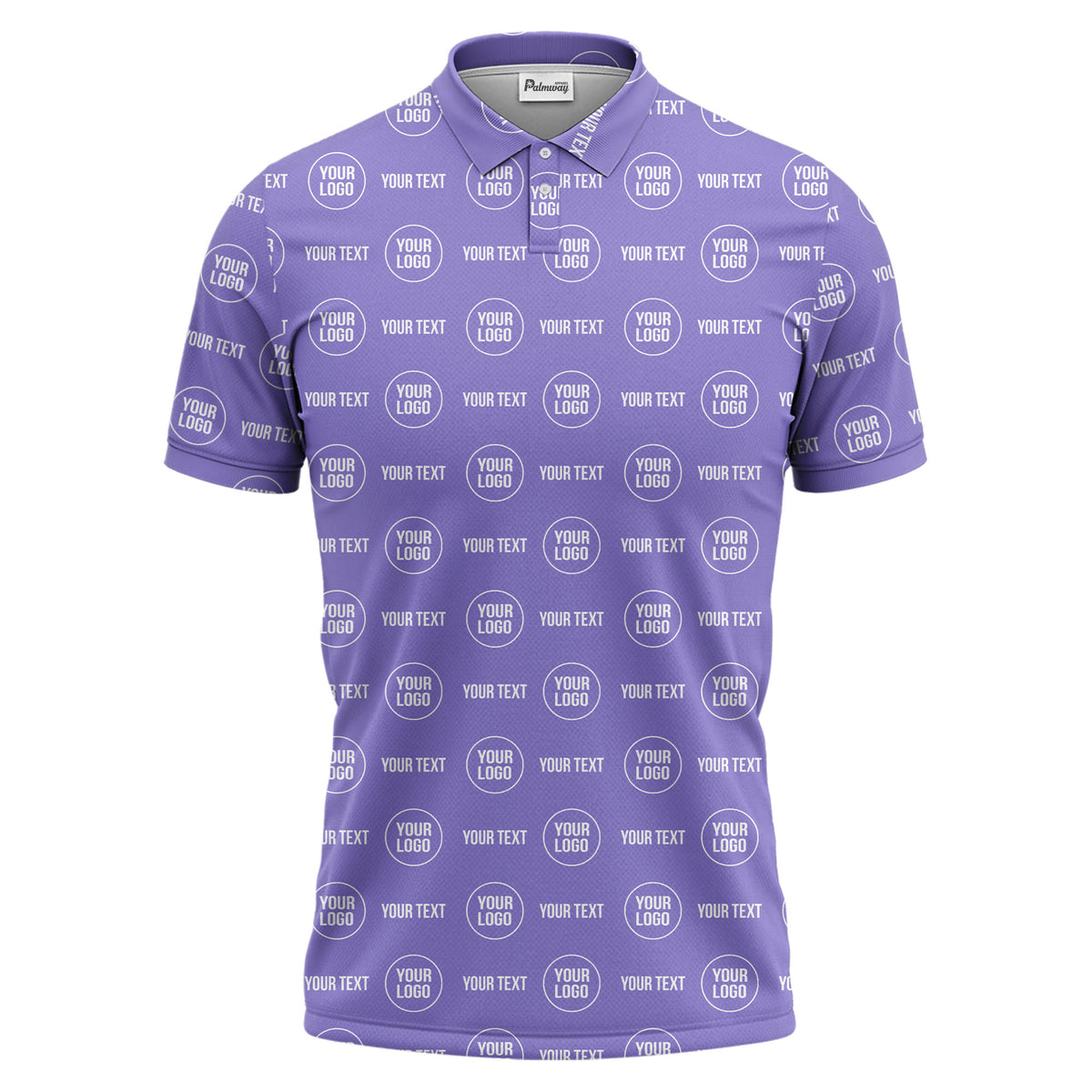 custom logo & text repeat pattern black polo shirt for men