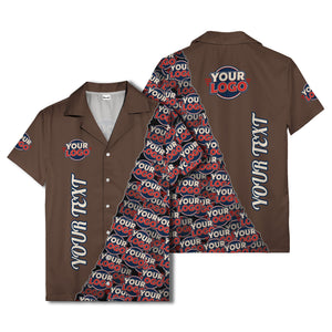 custom logo & vertical text repeat pattern hawaiian shirt
